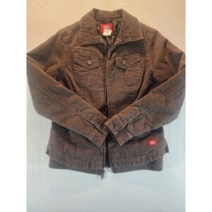 Dickies Womens Brown Canvas Work Barn Jacket Quilted Lining Size Medium Durable